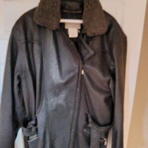 Diagonal zip belted Lamb jacket
